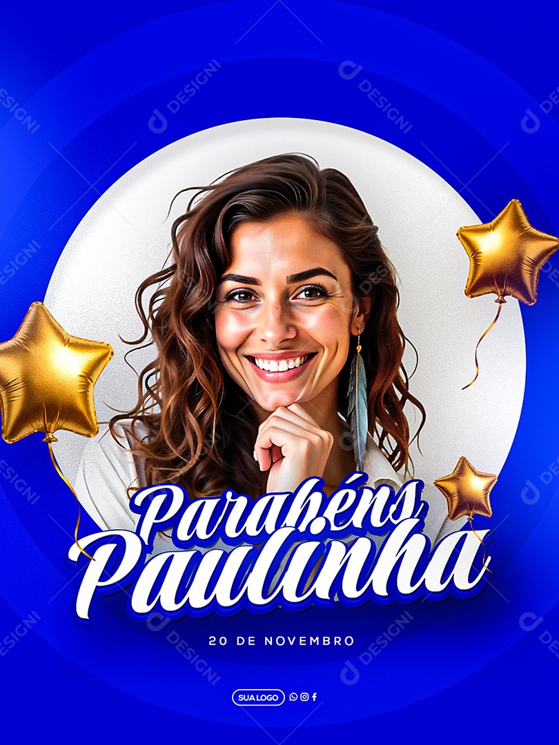Feliz Aniversário Parabéns Paulinha Social Media PSD Editável