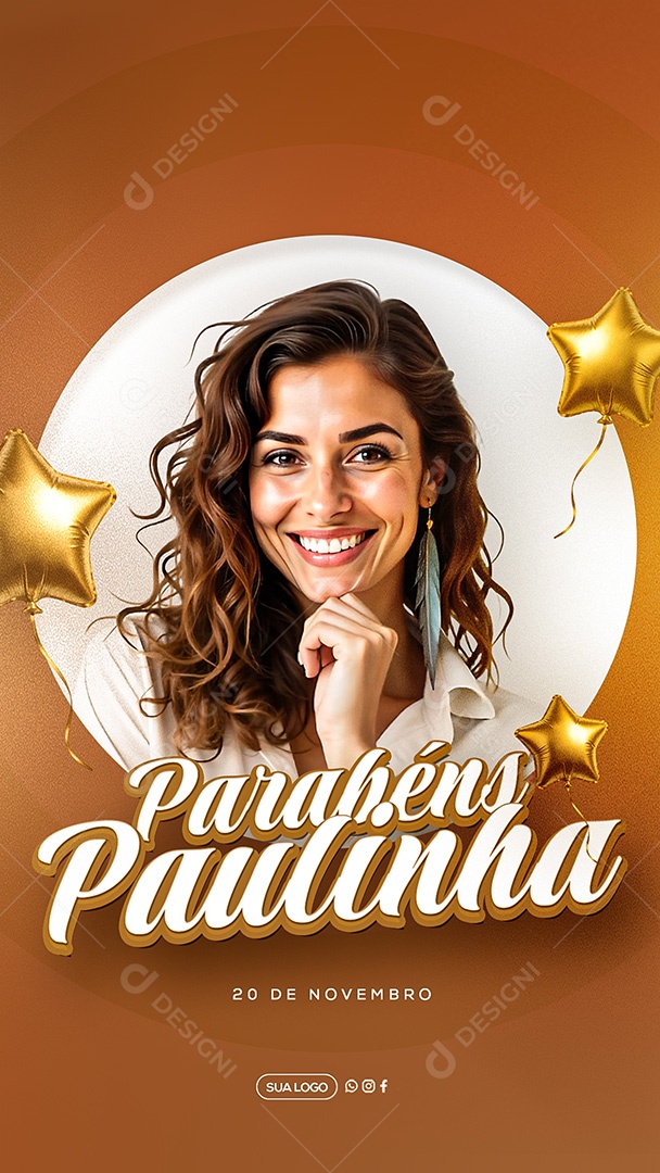 Story Feliz Aniversário Parabéns Paulinha Social Media PSD Editável