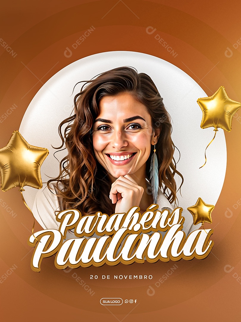 Feliz Aniversário Parabéns Paulinha Social Media PSD Editável