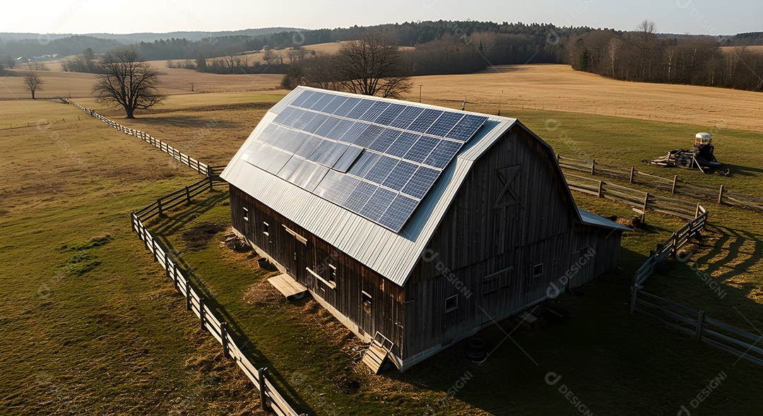 Imagem mostra um telhado com painéis solares fotovoltaicos instalados