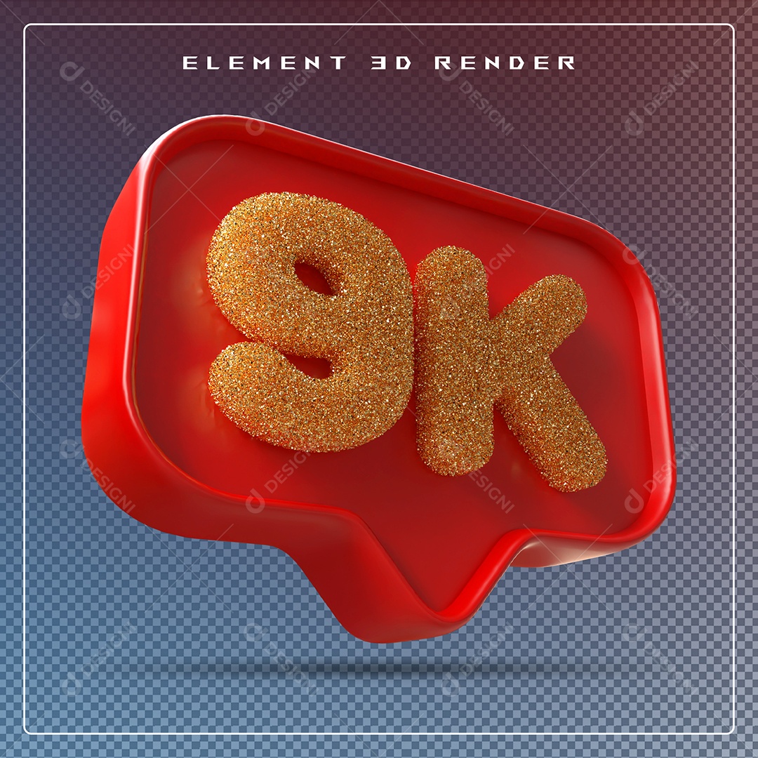 Ícone 3D Vermelho com 9K de Seguidores Elemento para Composição PSD