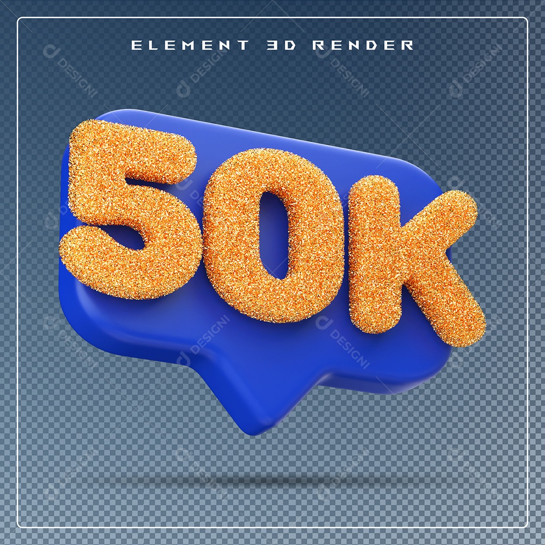 Ícone 3D Azul com 50K de Seguidores Elemento para Composição PSD