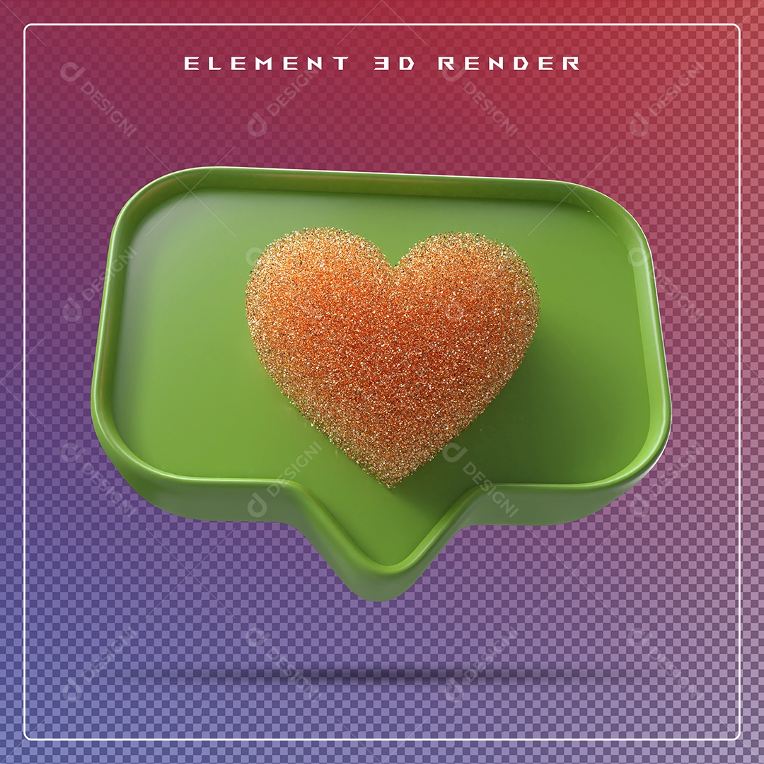 Ícone 3D Balão de Fala com Um Coração Elemento para Composição PSD