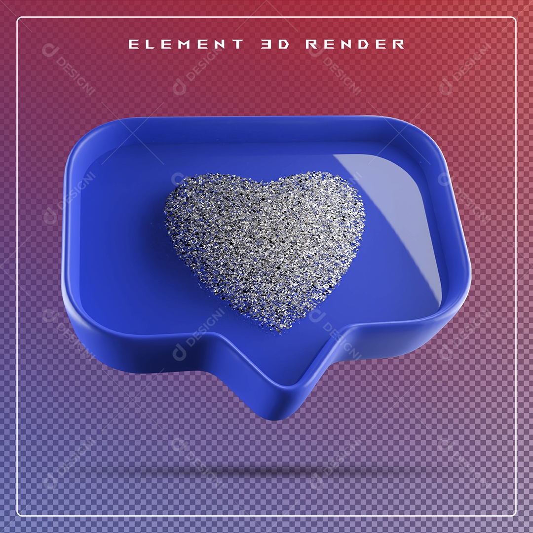 Ícone 3D Balão de Fala com Um Coração Elemento para Composição PSD