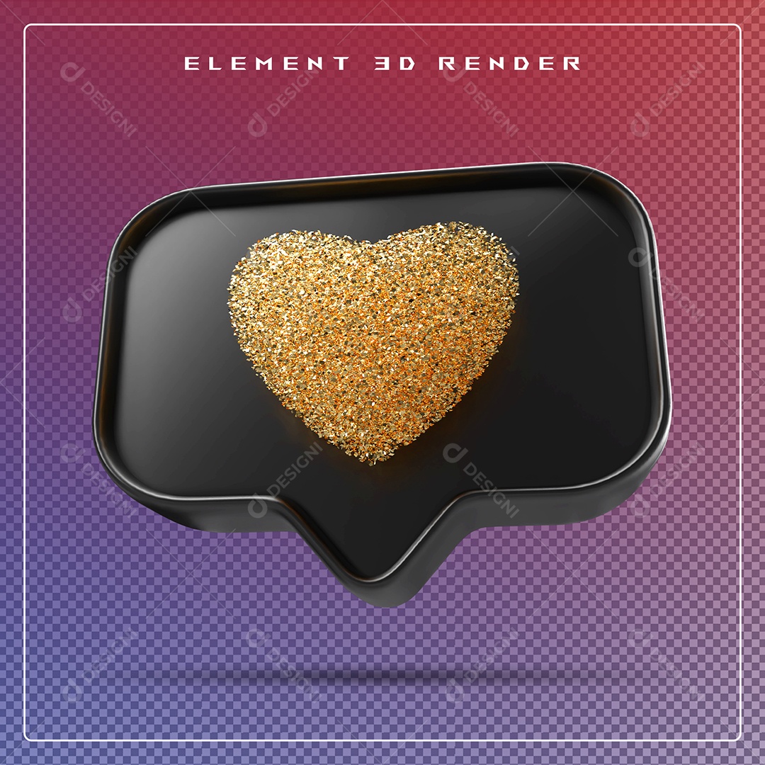 Ícone 3D Balão de Fala com Um Coração Elemento para Composição PSD
