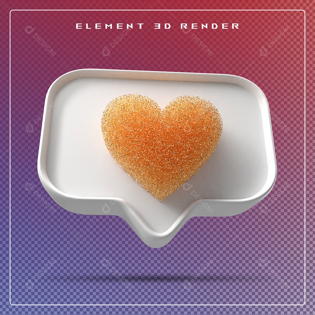 Ícone 3D Balão de Fala com Um Coração Elemento para Composição PSD