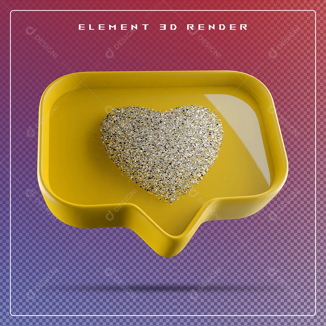 Ícone 3D Balão de Fala com Um Coração Elemento para Composição PSD