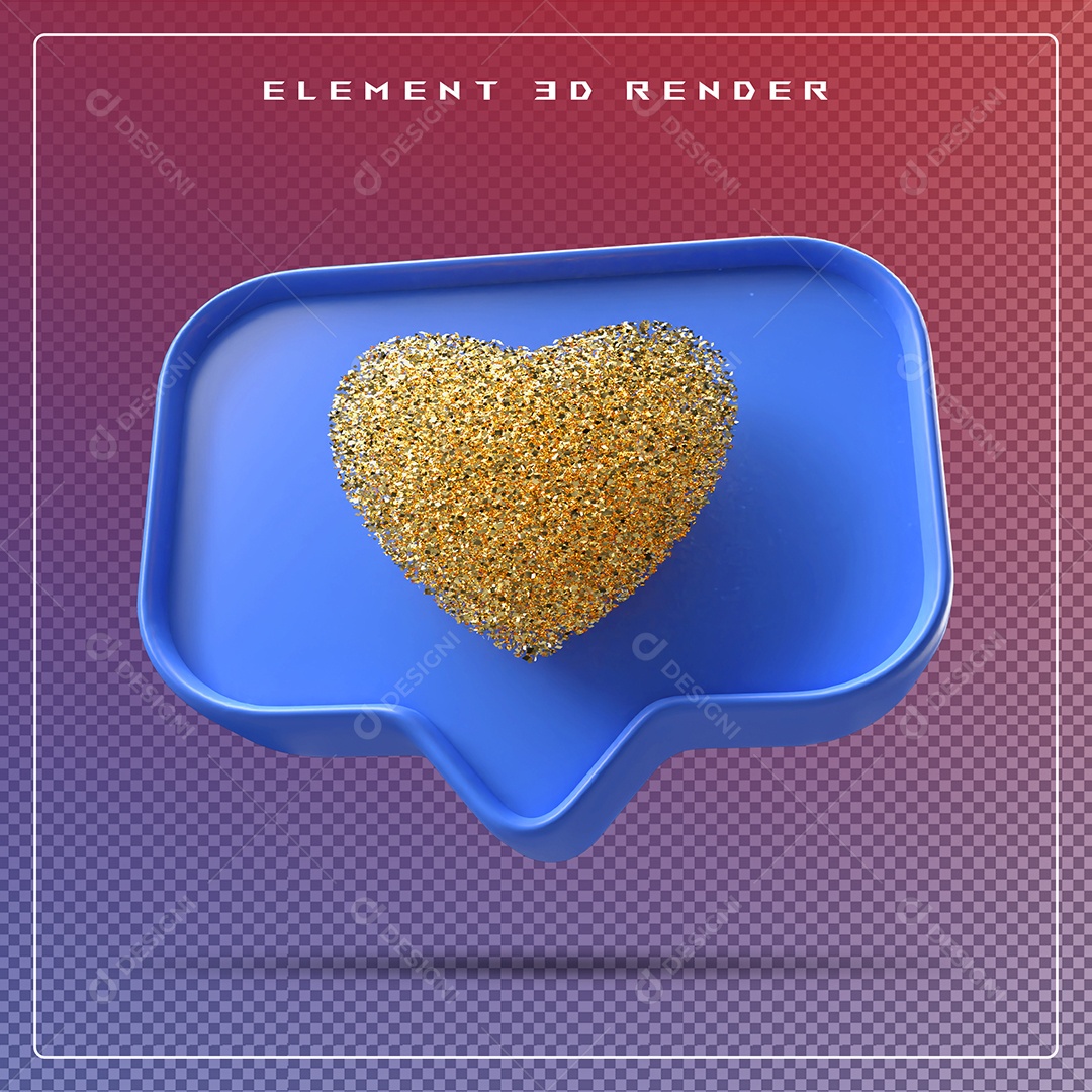 Ícone 3D Balão de Fala com Um Coração Elemento para Composição PSD