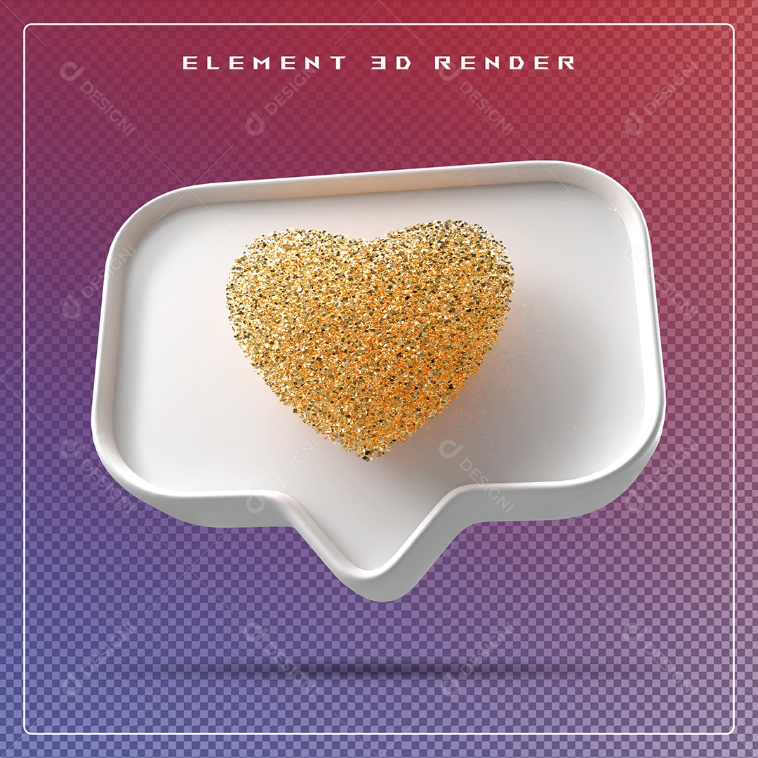 Ícone 3D Balão de Fala com Um Coração Elemento para Composição PSD