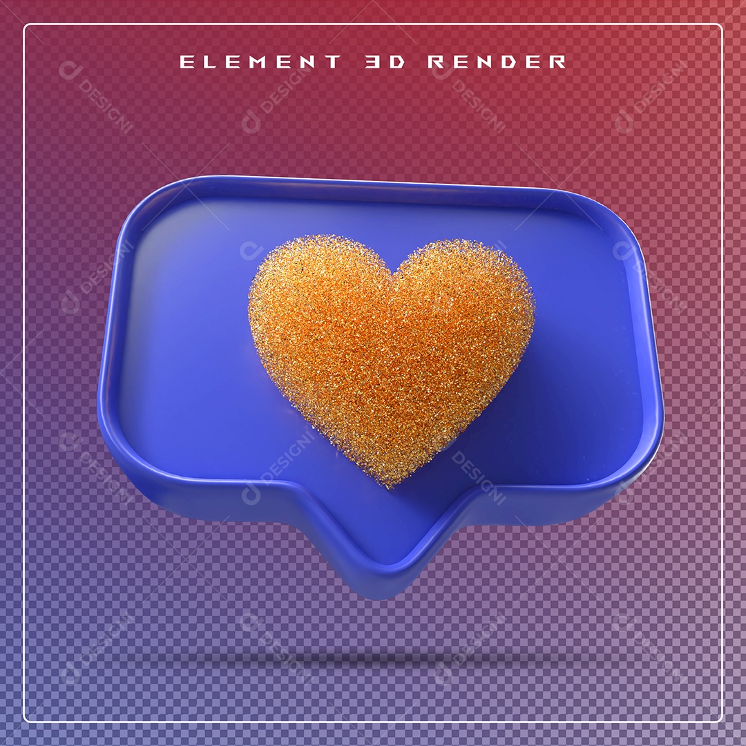 Ícone 3D Balão de Fala com Um Coração Elemento para Composição PSD