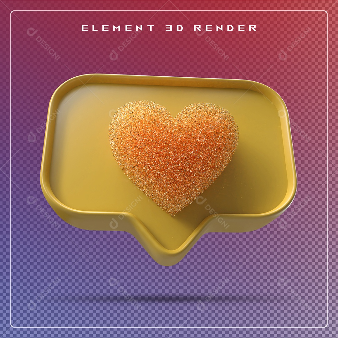 Ícone 3D Balão de Fala com Um Coração Elemento para Composição PSD