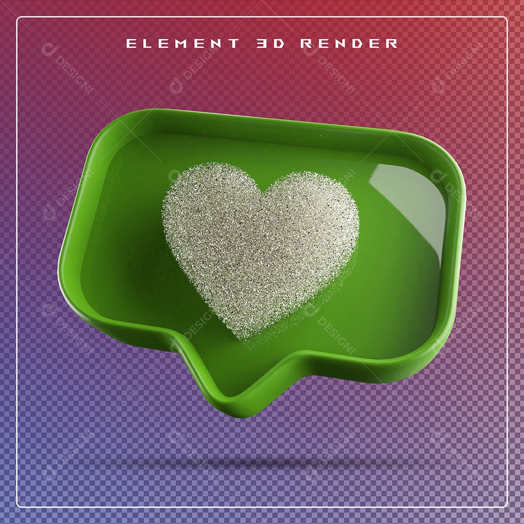 Ícone 3D Balão de Fala com Um Coração Elemento para Composição PSD