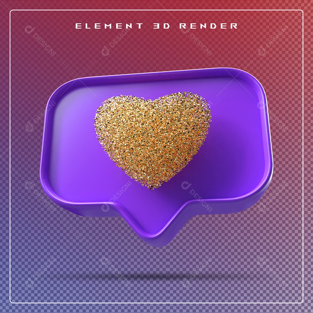 Ícone 3D Balão de Fala com Um Coração Elemento para Composição PSD