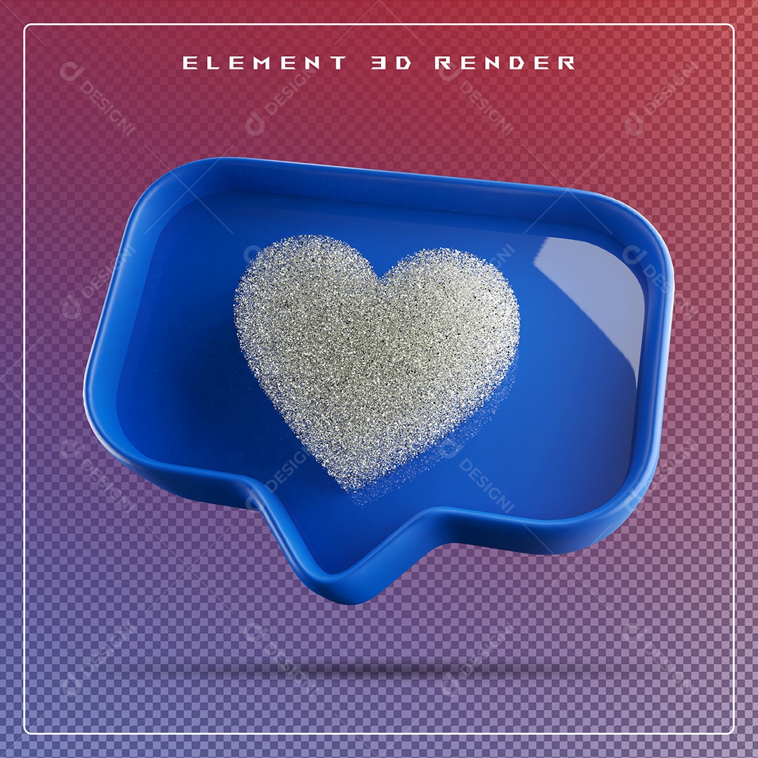 Ícone 3D Balão de Fala com Um Coração Elemento para Composição PSD