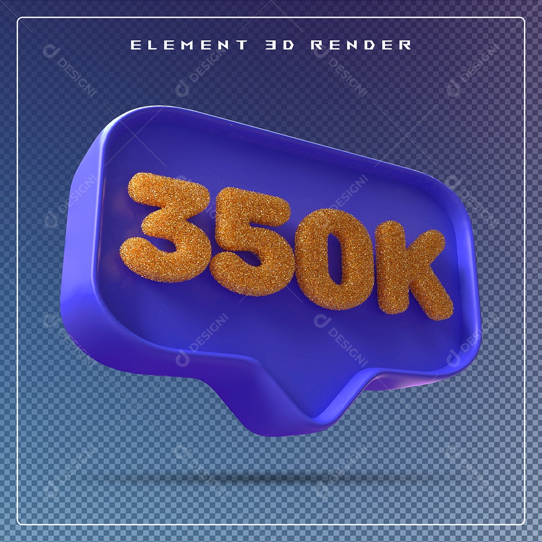 Ícone 3D Azul com 350K de Seguidores Elemento para Composição PSD