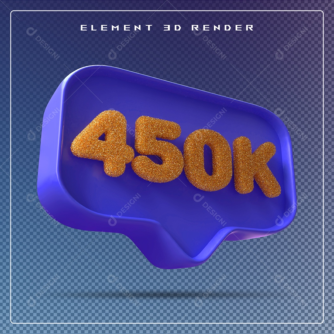 Ícone 3D Azul com 450K de Seguidores Elemento para Composição PSD