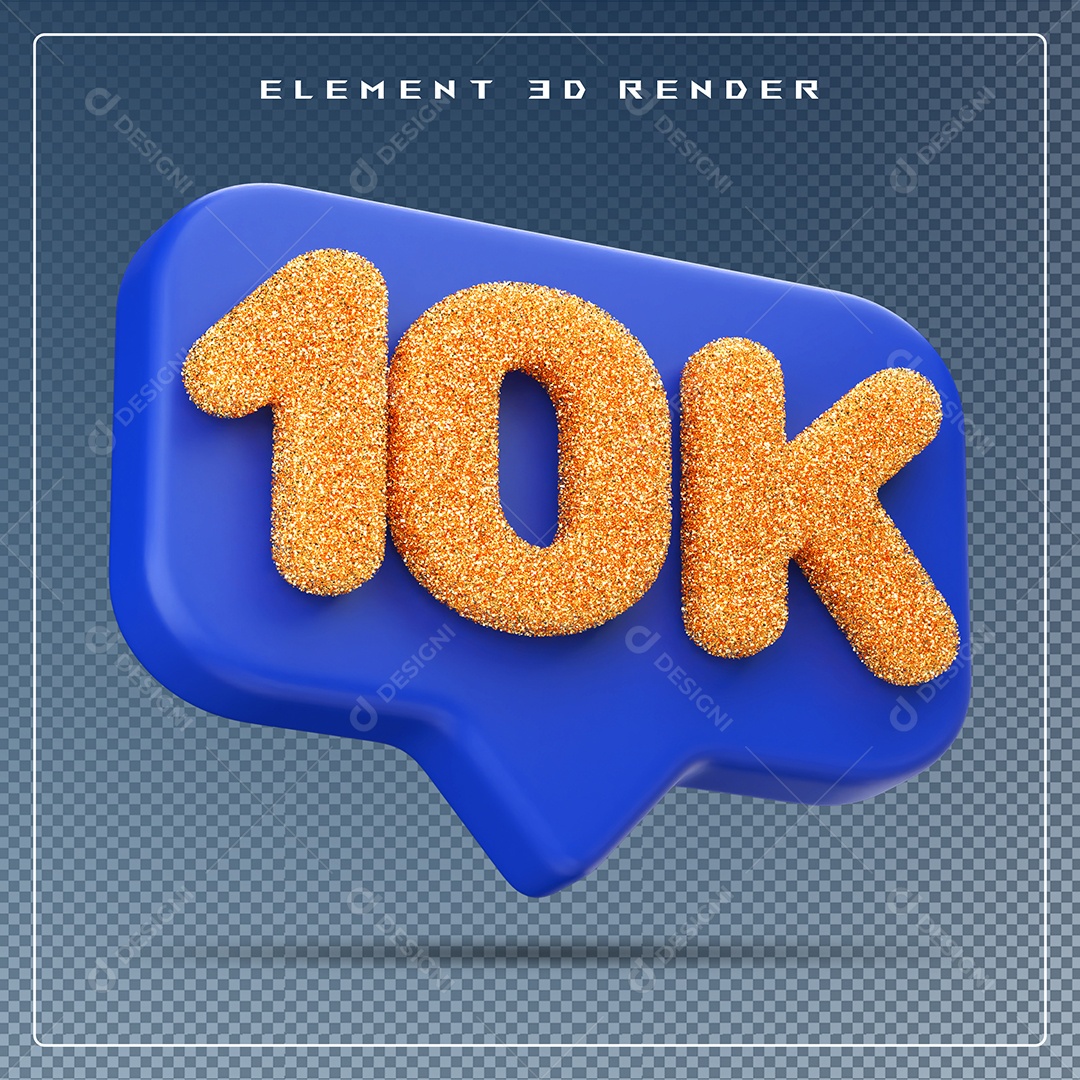Ícone 3D Azul com 10K de Seguidores Elemento para Composição PSD