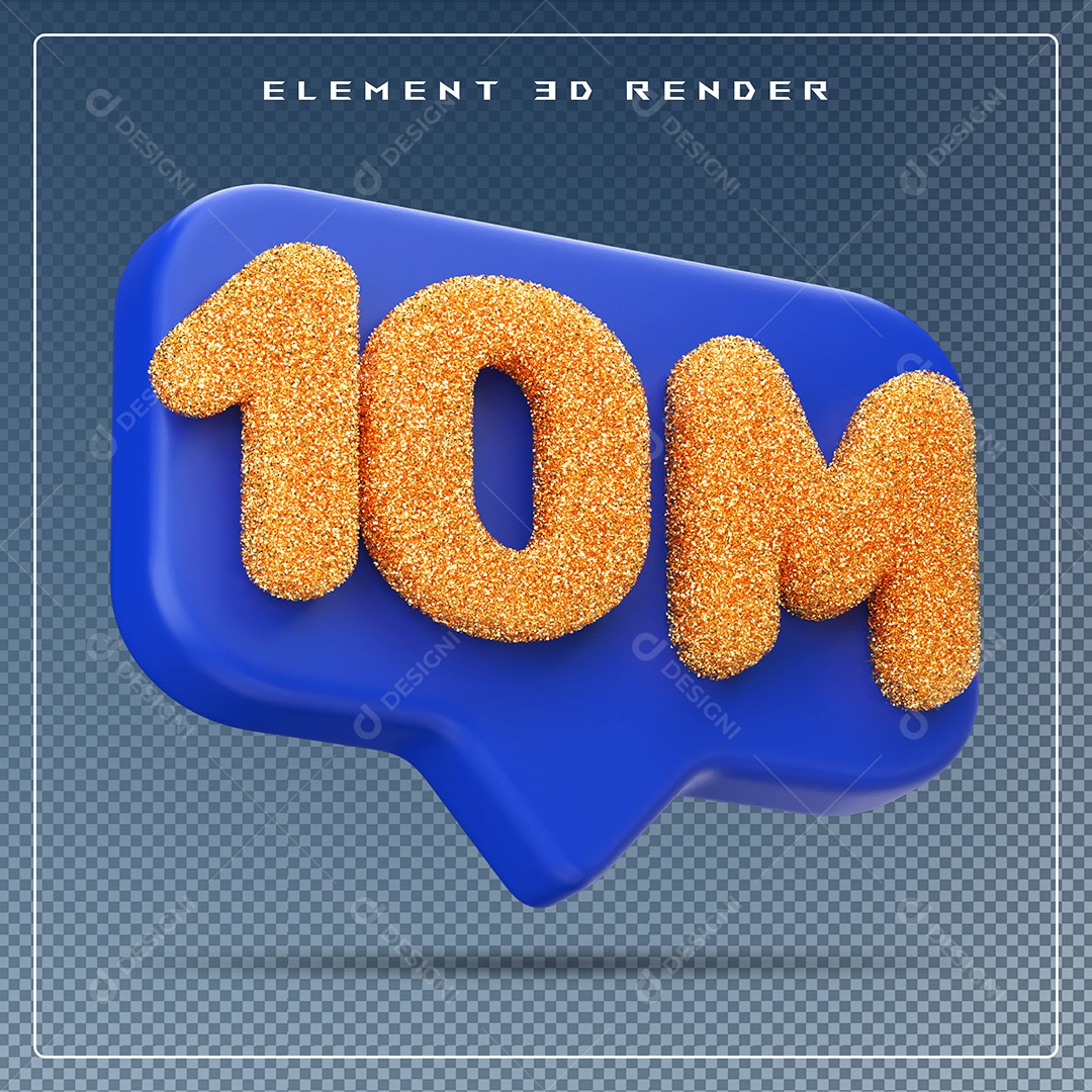 Ícone 3D Azul com 10M de Seguidores Elemento para Composição PSD