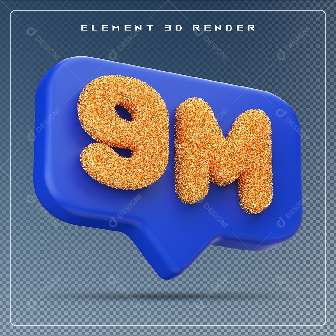 Ícone 3D Azul com 9M de Seguidores Elemento para Composição PSD