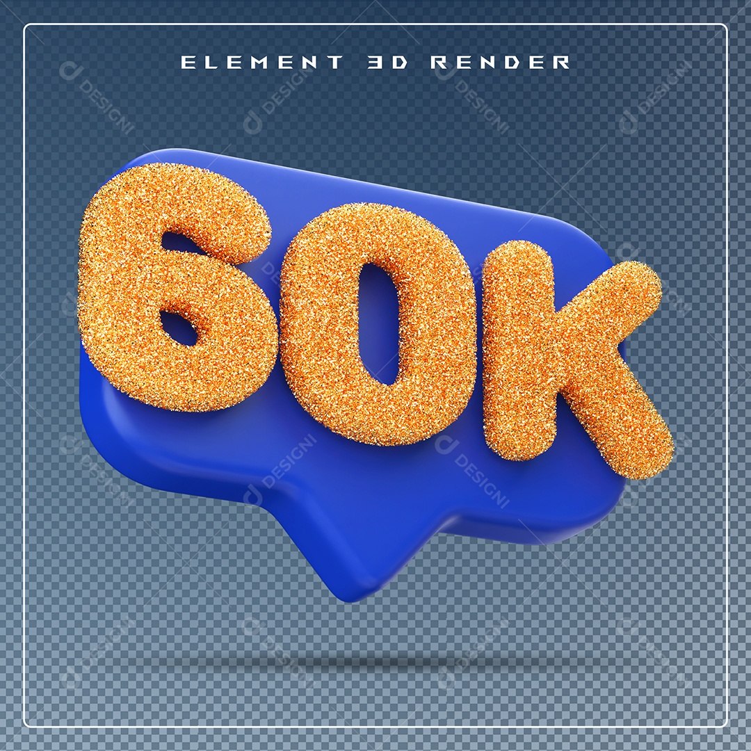 Ícone 3D Azul com 50K de Seguidores Elemento para Composição PSD