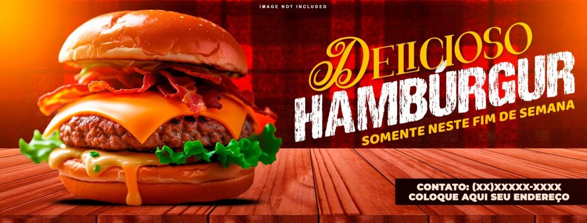 Hambúrguer Delicioso Somente Neste Fim de Semana Banner PSD Editável