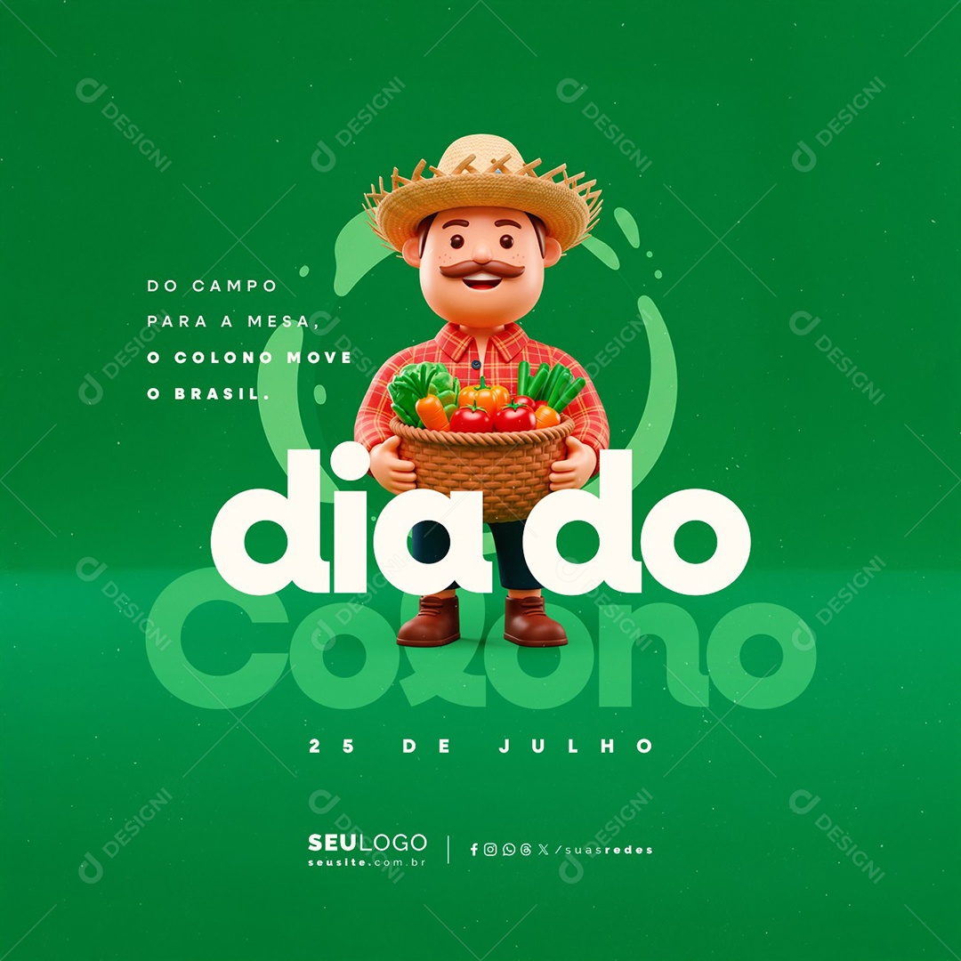 Feliz Dia do Colono 25 De Julho Social Media PSD Editável