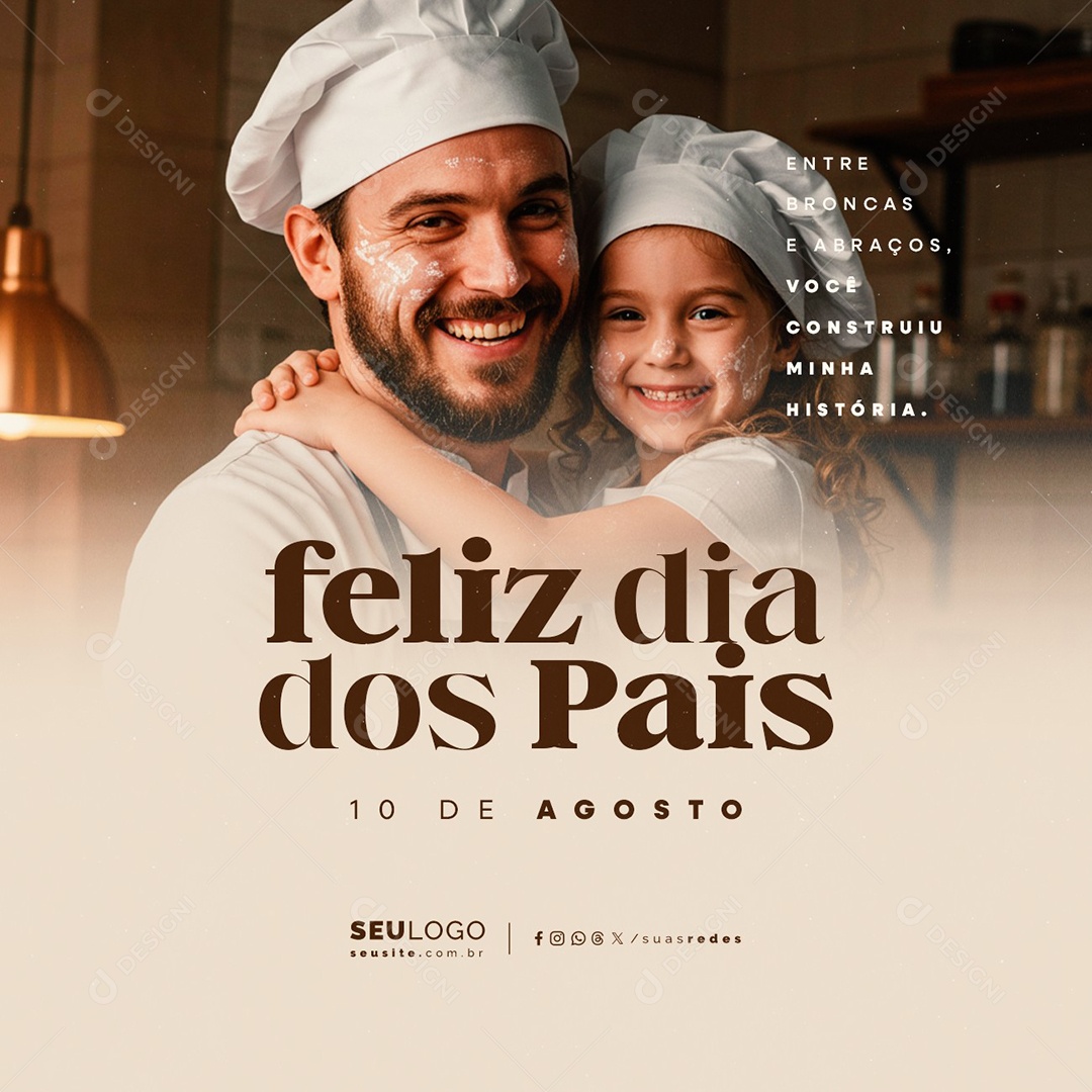 Feliz Dia dos Pais 10 de Agosto Padeiro Panificador Social Media PSD Editável