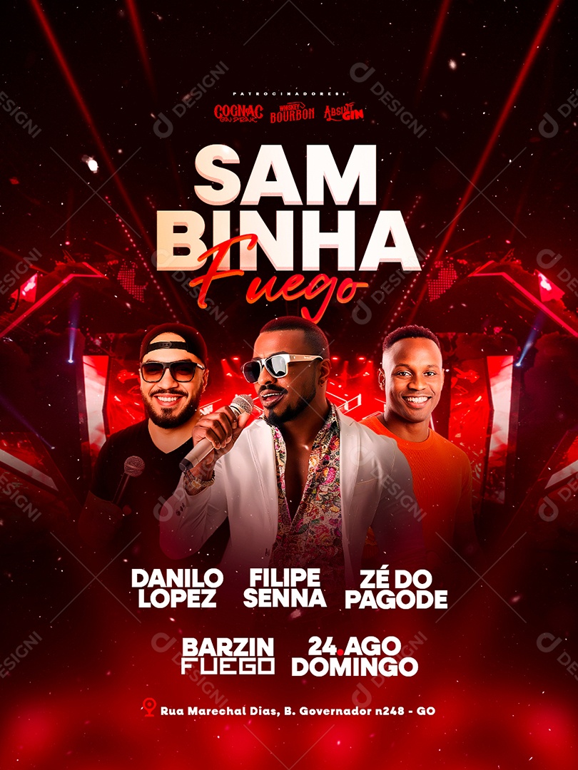 Flyer Sambinha Fuego Social Media PSD Editável