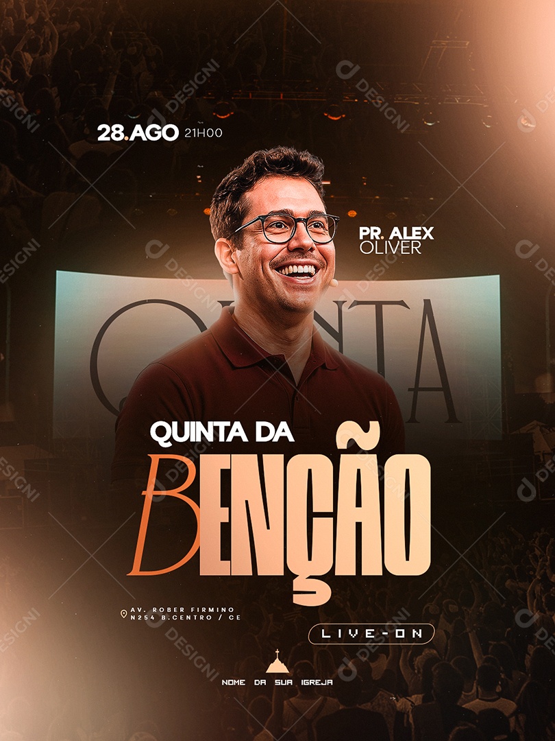 Flyer Gospel Quinta da Benção Social Media PSD Editável