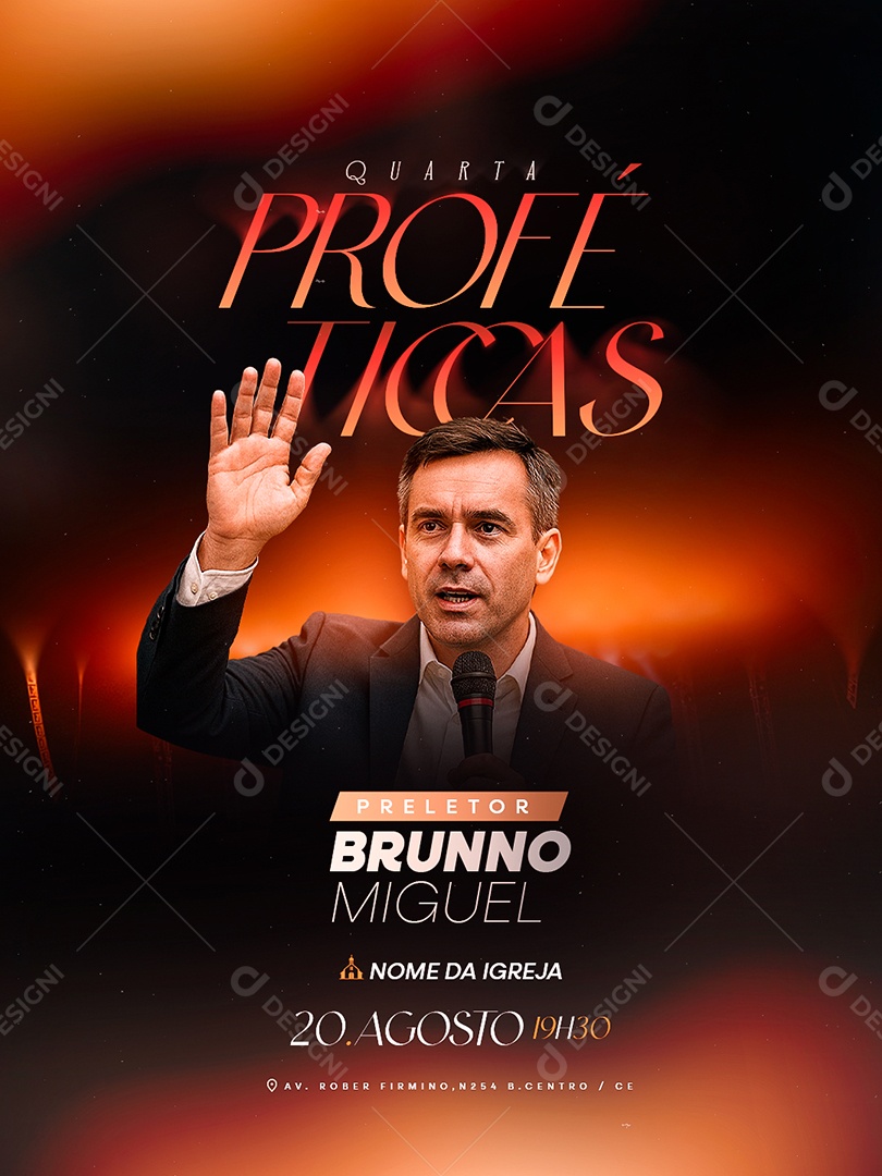 Flyer Gospel Quarta Profética Social Media PSD Editável