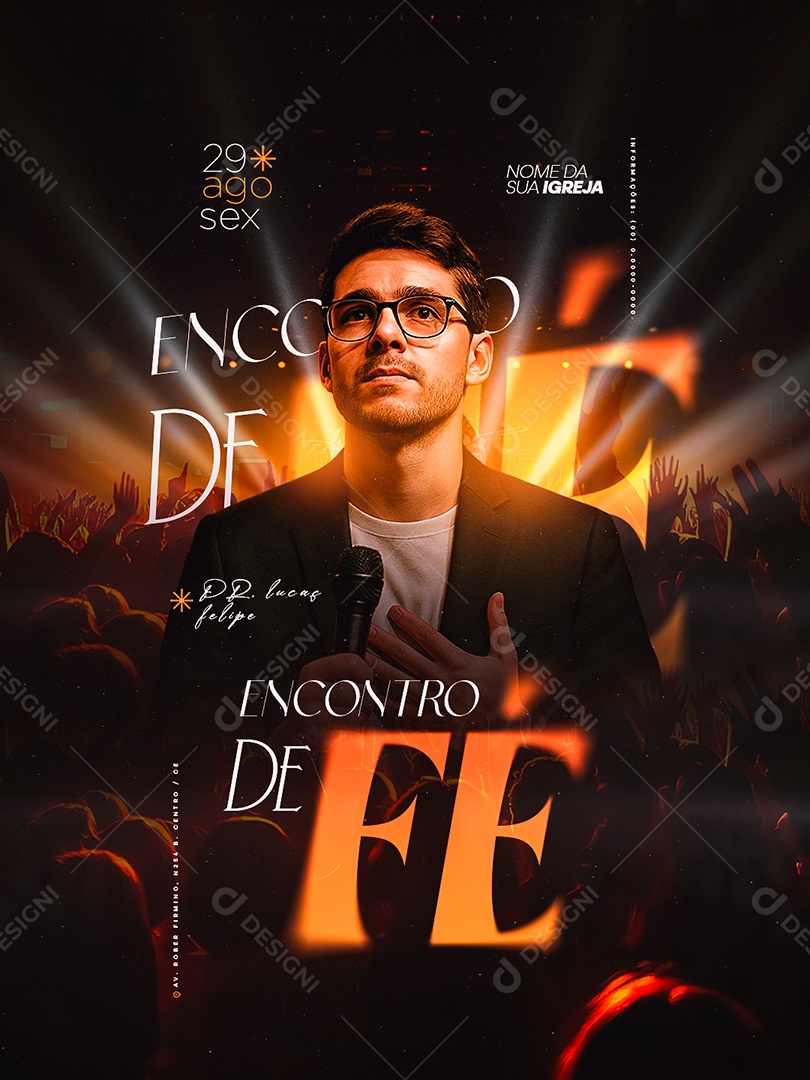 Flyer Gospel Encontro de Fé Social Media PSD Editável