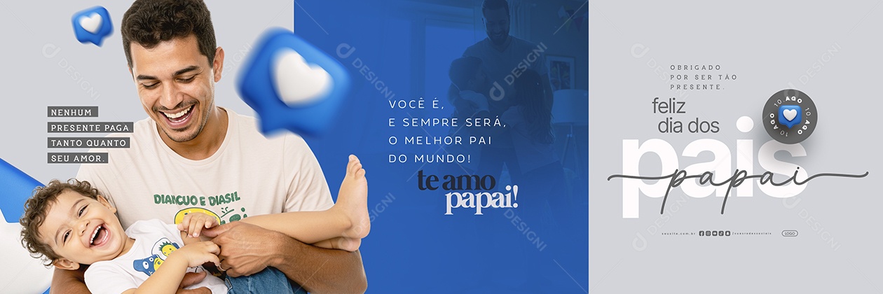 Carrossel Feliz Dia dos Pais Papai 10 de Agosto Social Media PSD Editável