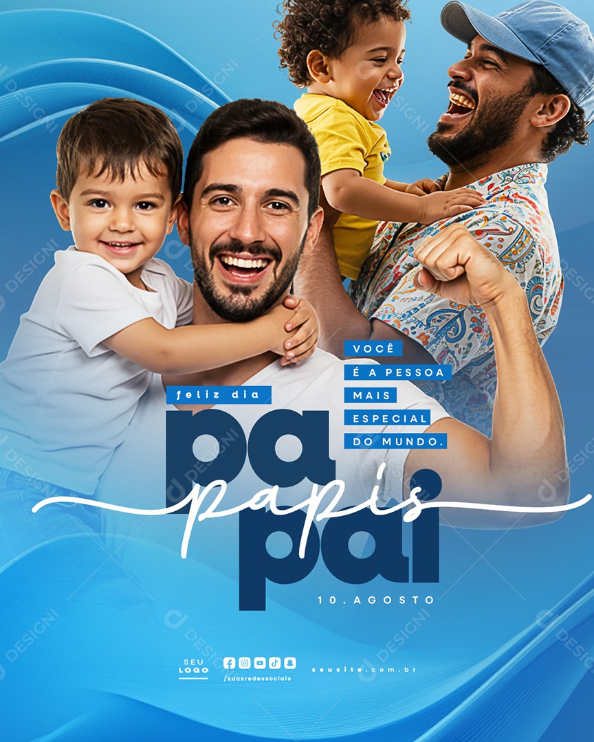 Feliz Dia dos Pais 10 de Agosto Papai Social Media PSD Editável