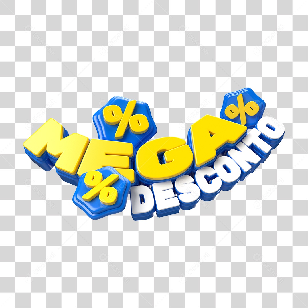 Texto 3D Mega Desconto PNG Transparente
