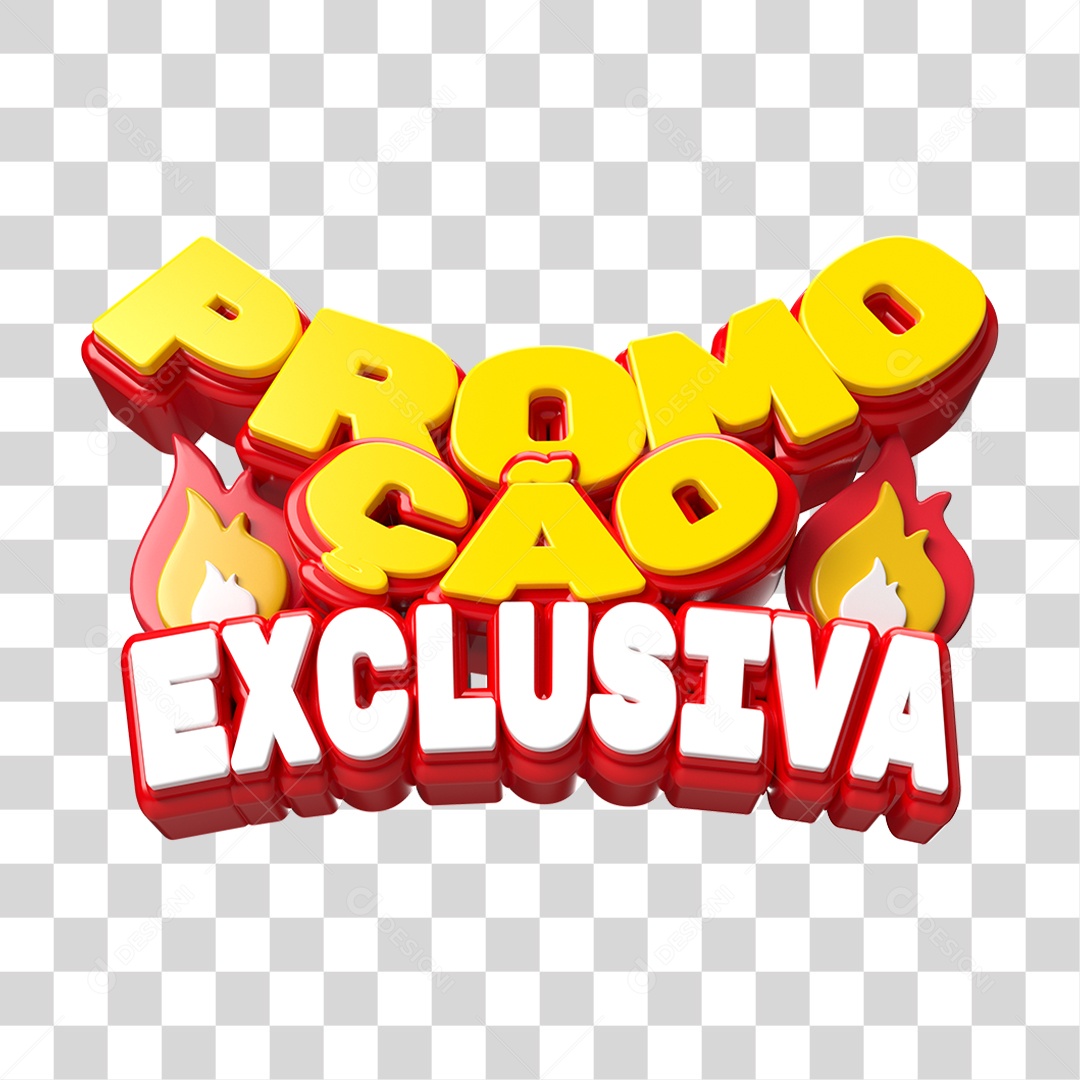Texto 3D Promoção Exclusiva PNG Transparente
