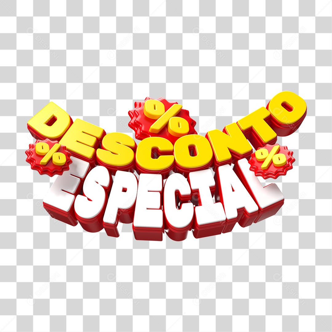 Texto 3D Desconto Especial PNG Transparente