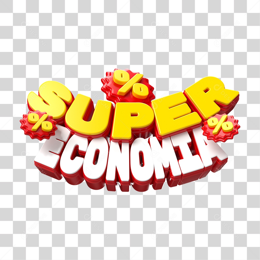 Texto 3D Super Economia PNG Transparente