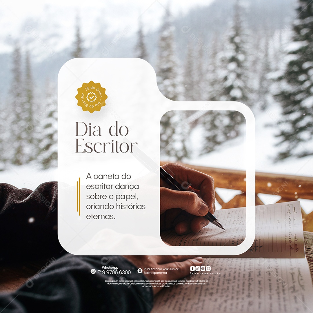 Dia do Escritor Social Media PSD Editável
