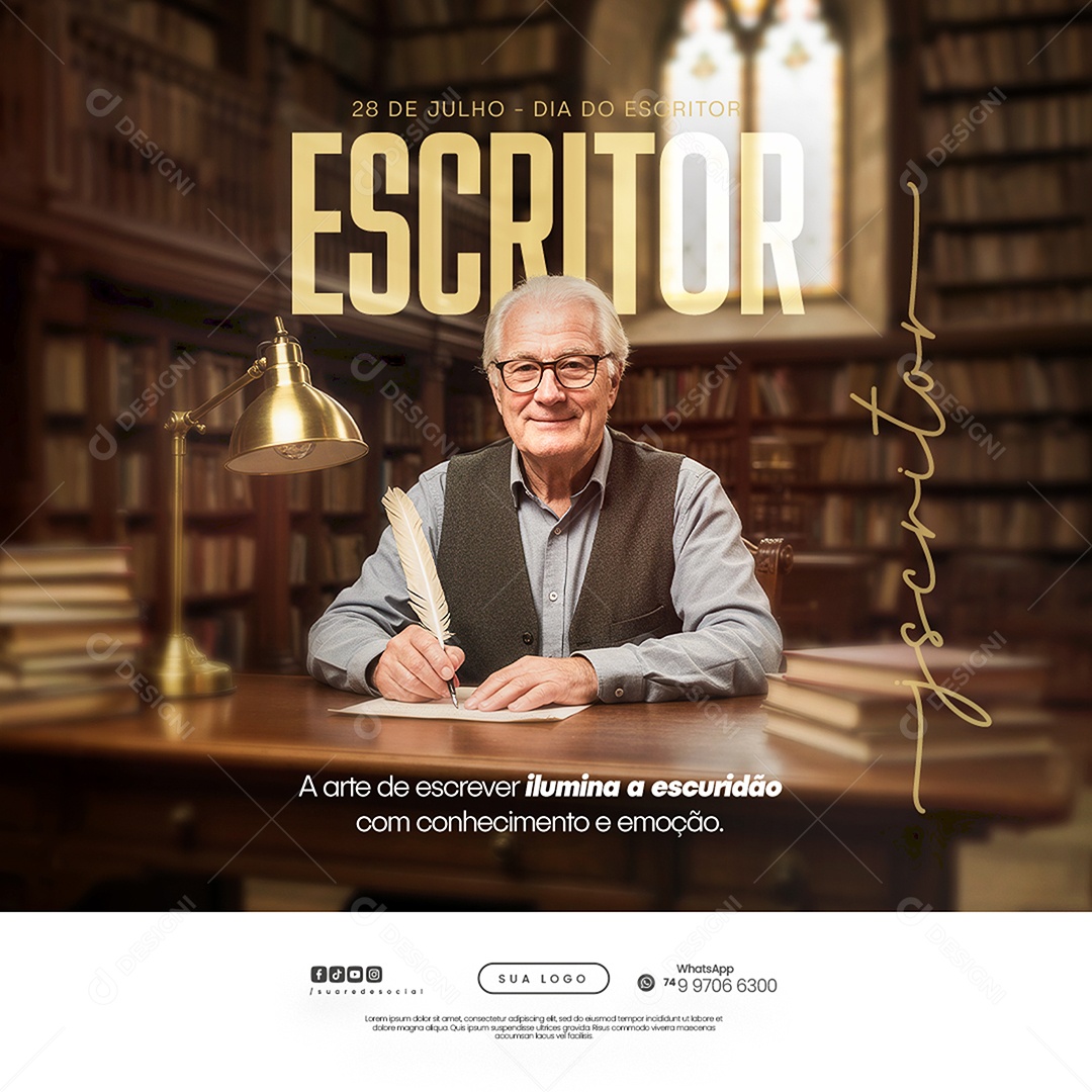 Dia do Escritor 25 De Julho Social Media PSD Editável