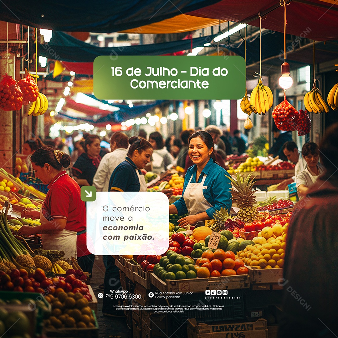 Dia do Comerciante 16 De Julho Social Media PSD Editável