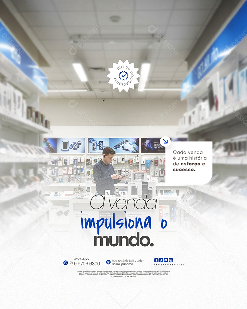 Dia do Comerciante Social Media PSD Editável