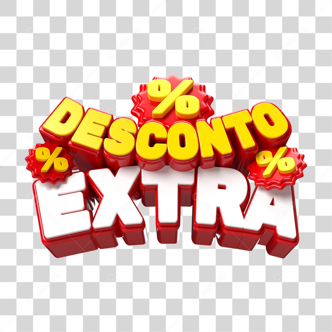 Selo 3D Desconto Extra PNG Transparente