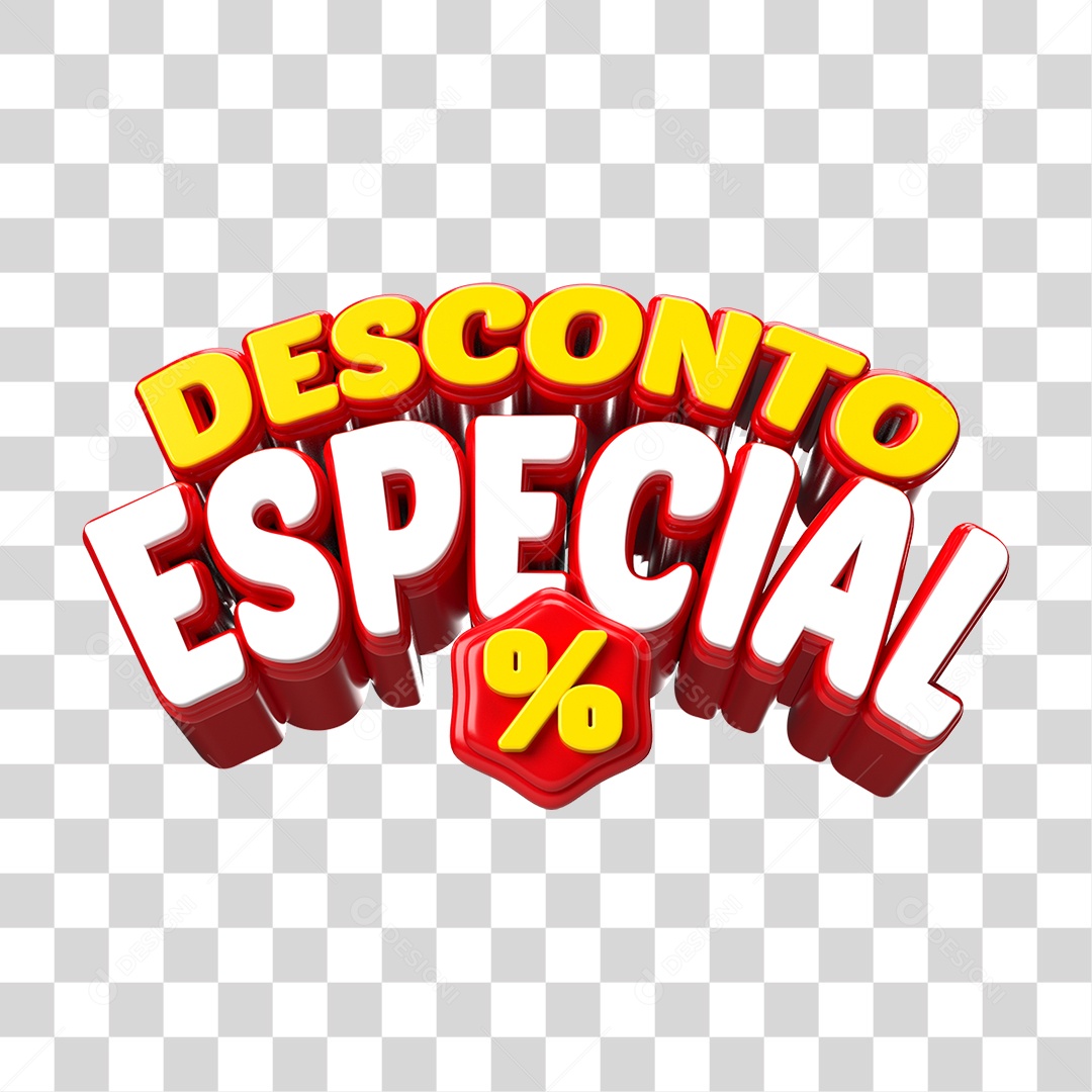 Texto 3D Desconto Especial PNG Transparente