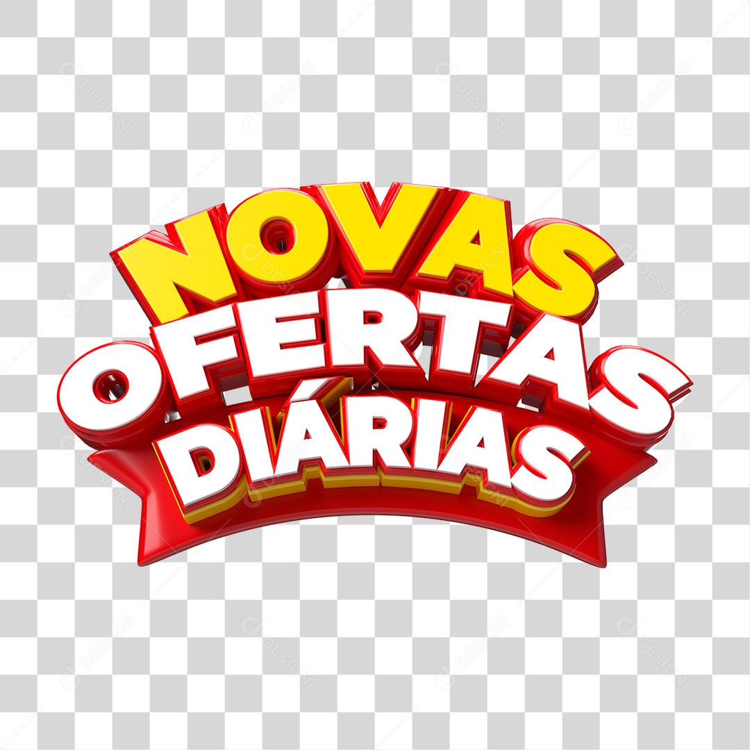Texto 3D Novas Ofertas Diárias PNG Transparente
