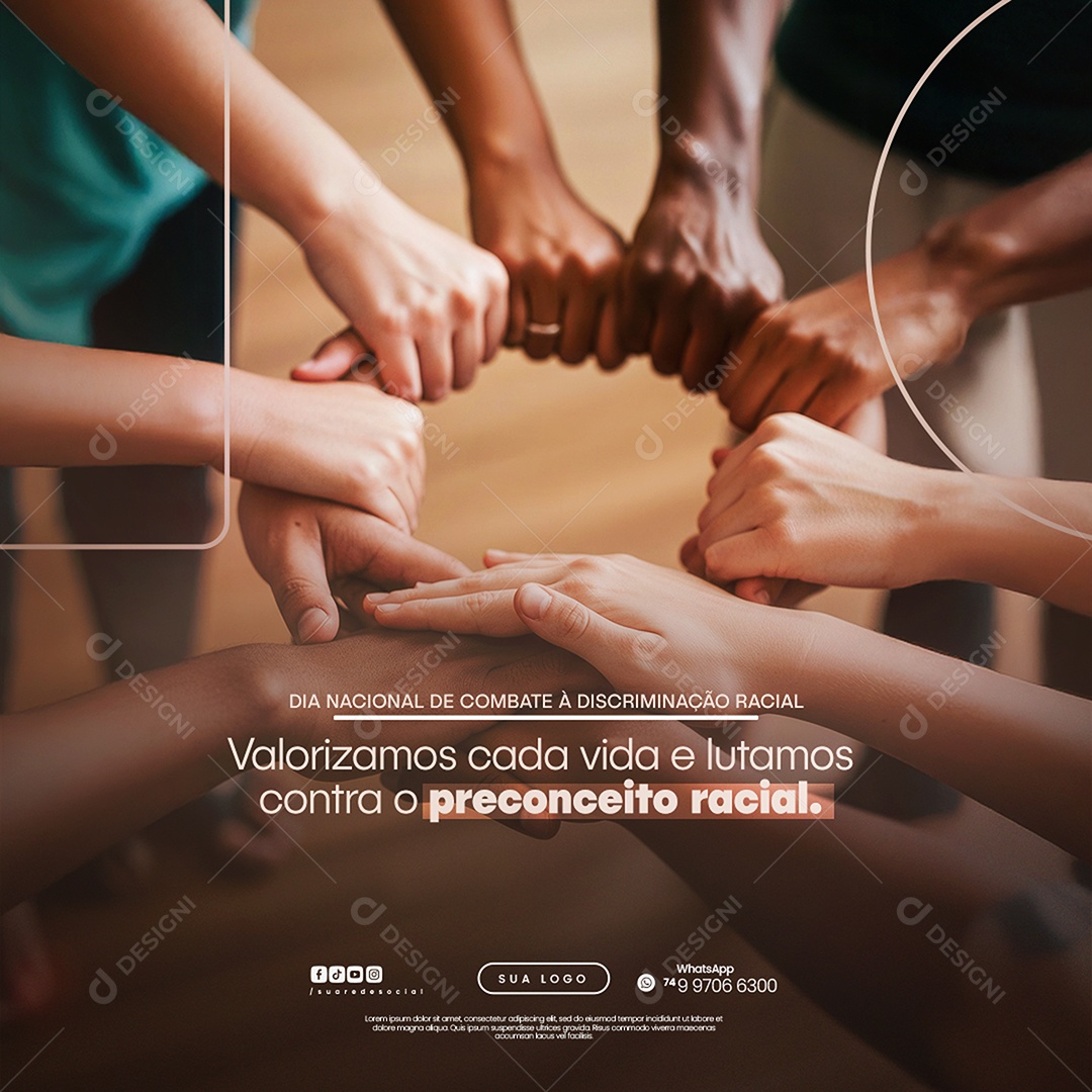 Dia da Descriminação Racial Social Media PSD Editável