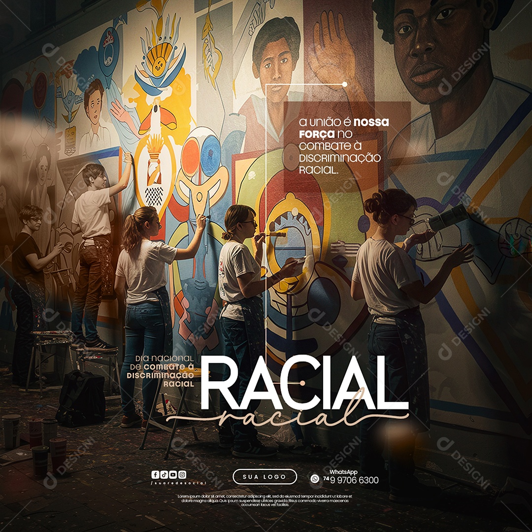 Dia da Descriminação Racial Social Media PSD Editável