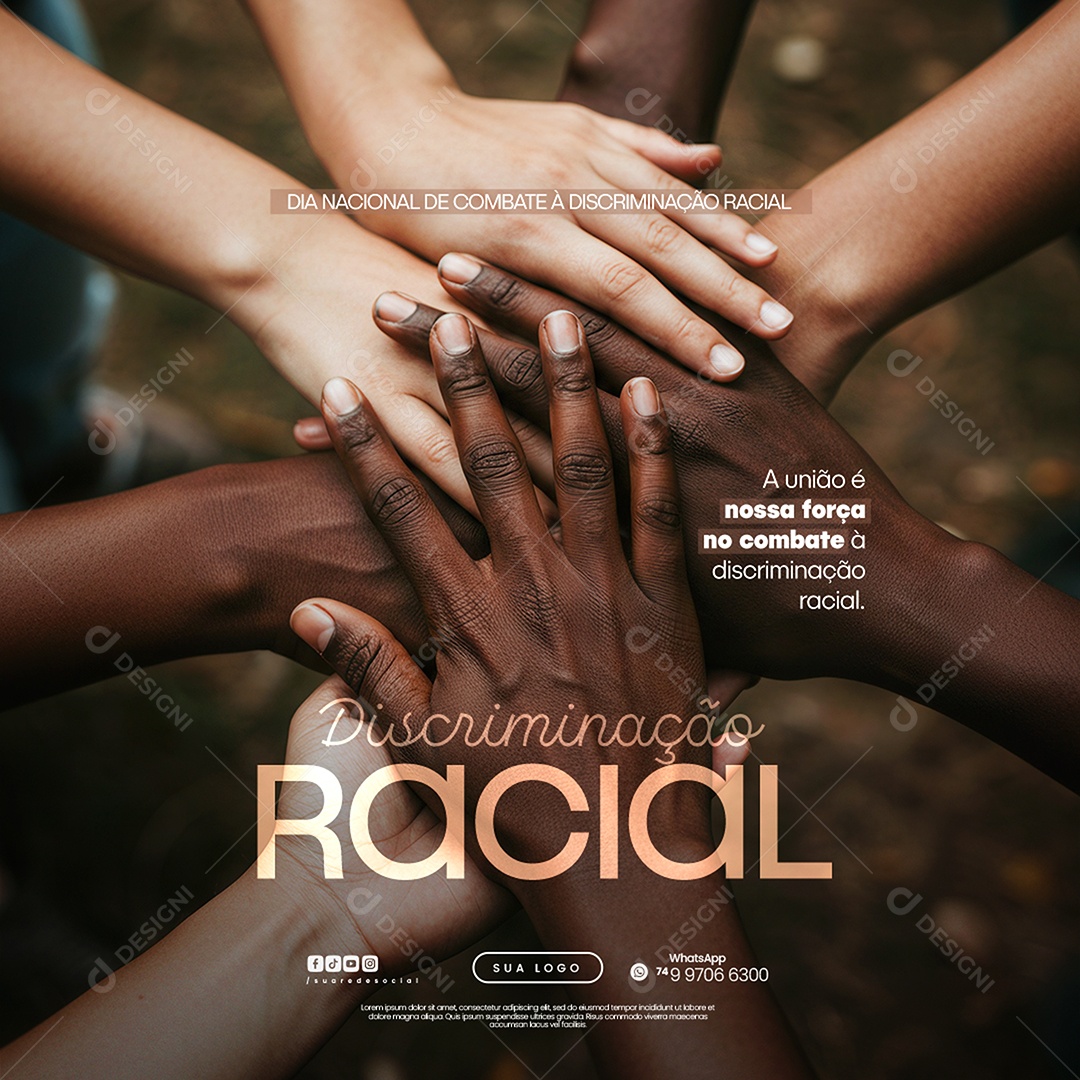 Dia da Descriminação Racial Social Media PSD Editável