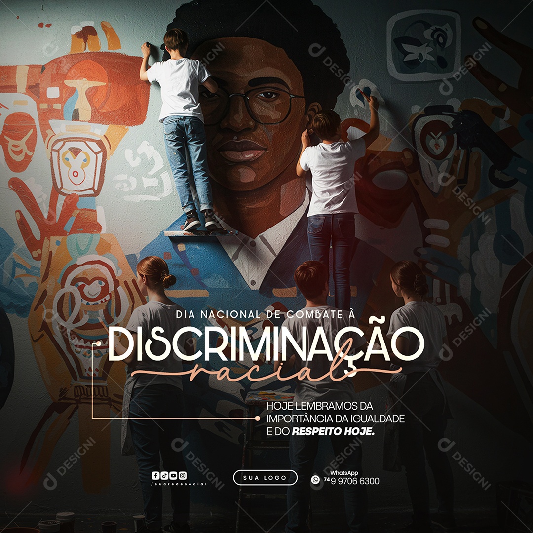 Dia Nacional de Combate a Descriminação Racial Social Media PSD Editável