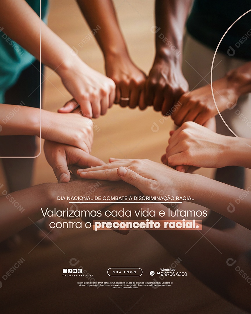 Dia da Descriminação Racial Social Media PSD Editável