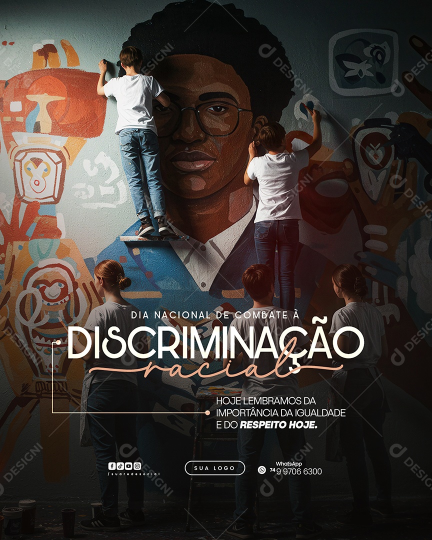 Dia da Descriminação Racial Social Media PSD Editável